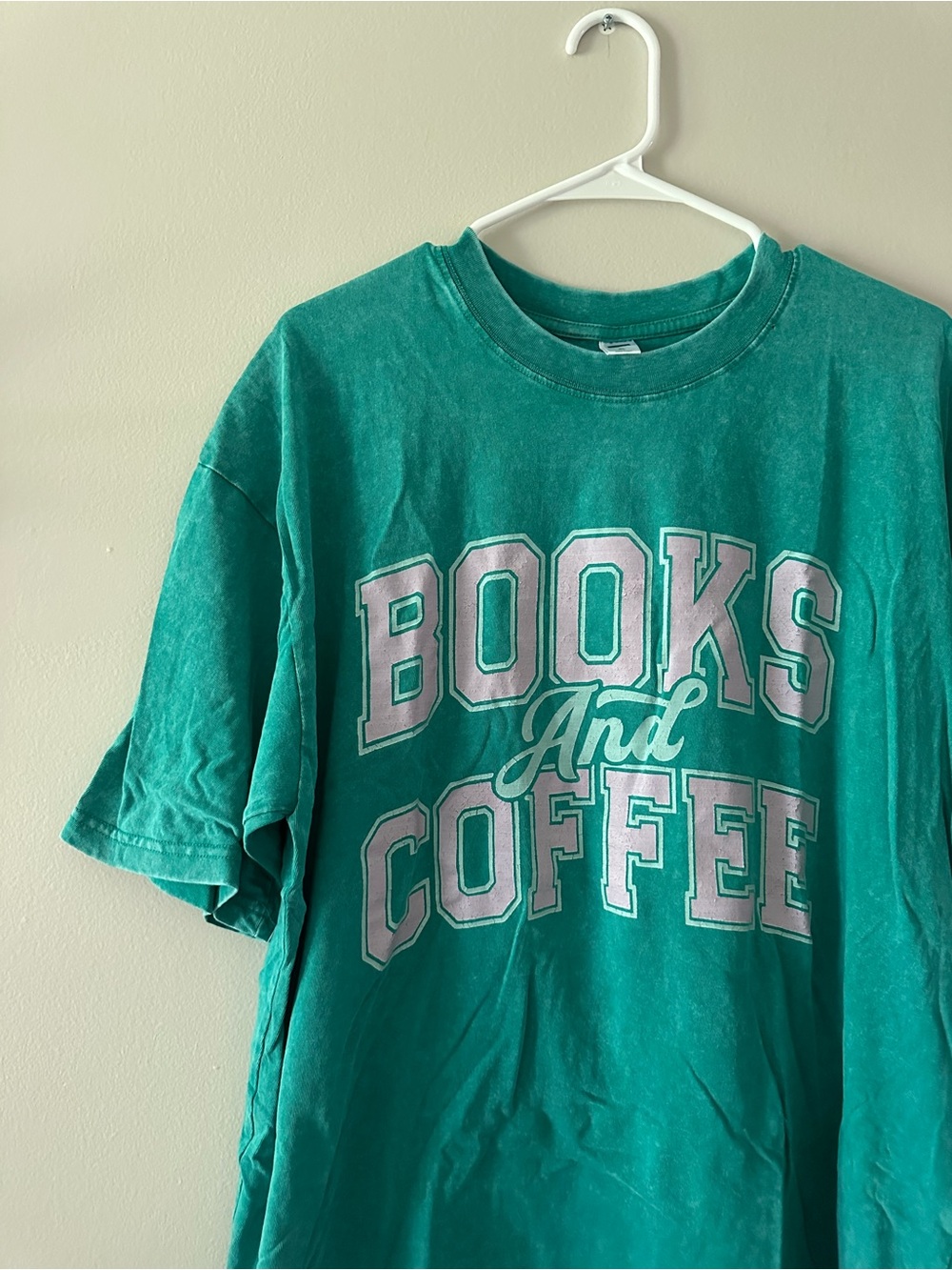 Books and Coffee Graphic Tee - Teal Shirt